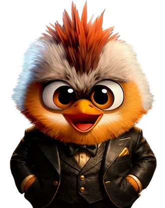 Hugo Casino mascot in a suit