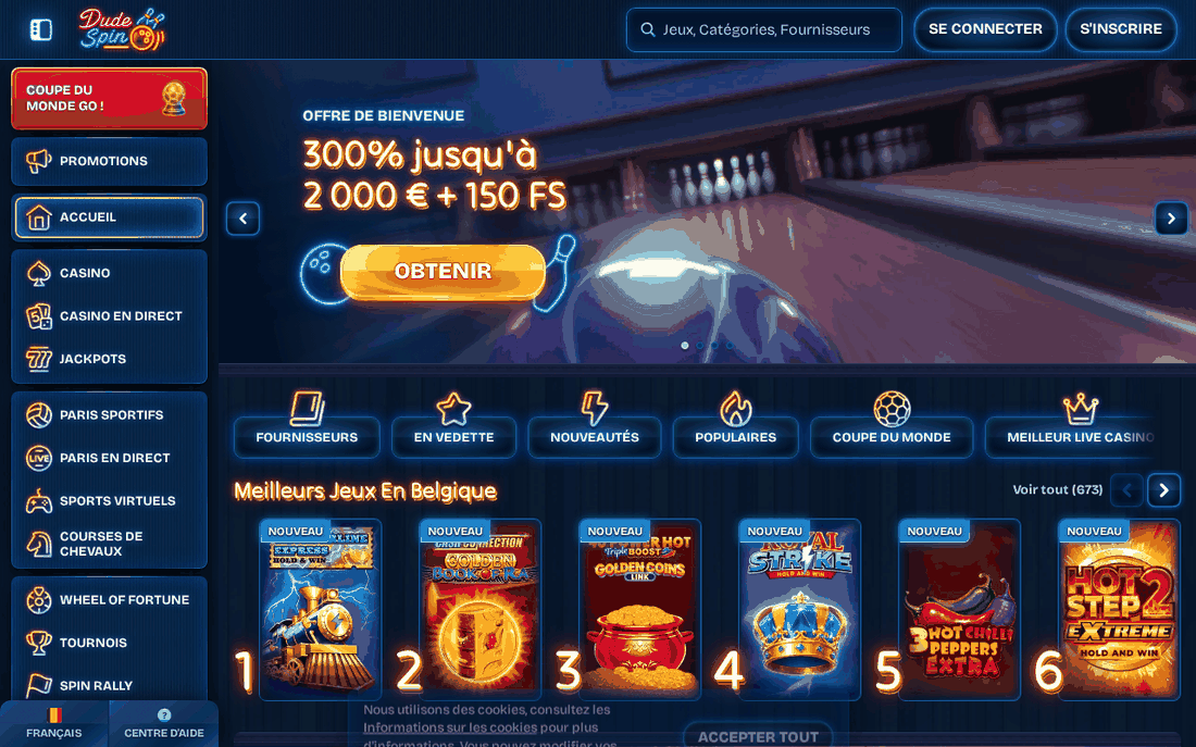 Dudespin Casino homepage