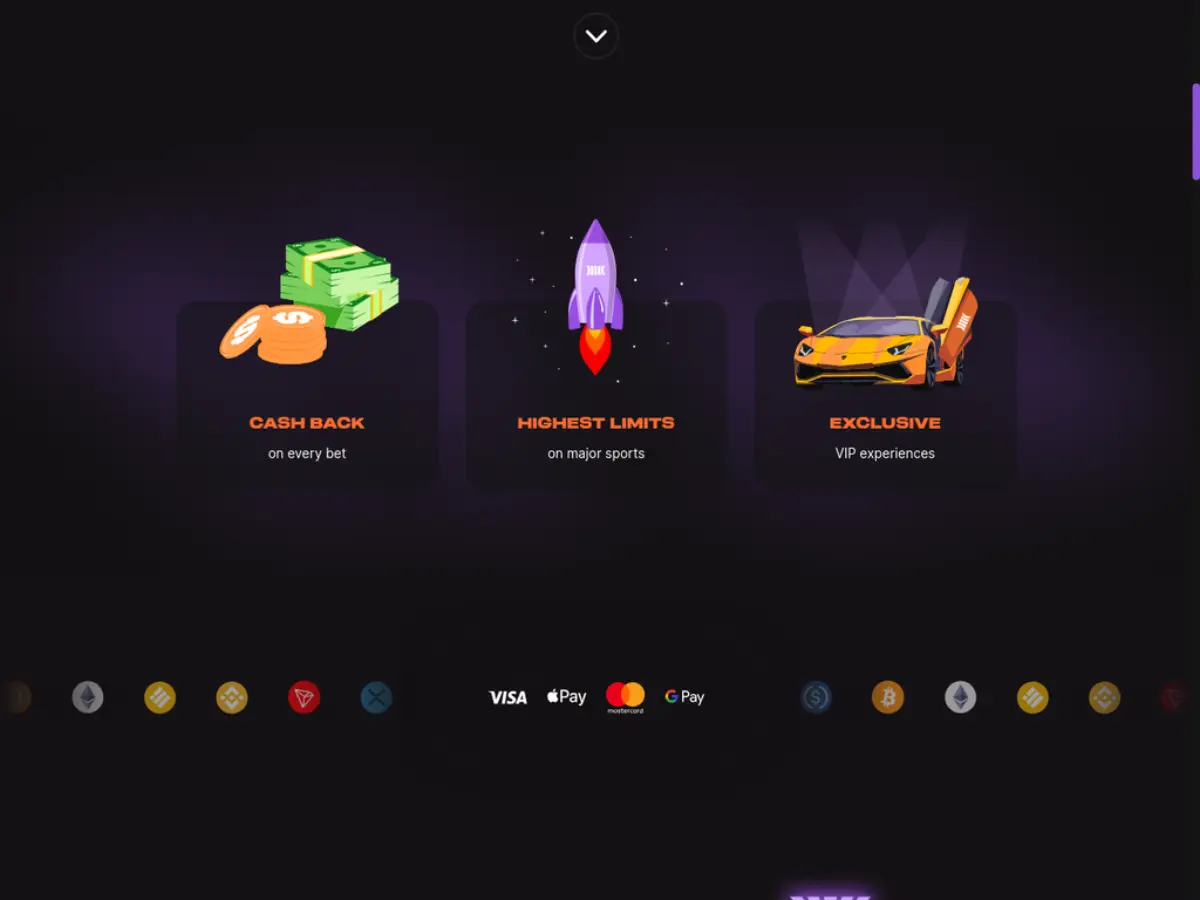 Stake casino homepage showing crypto payment options and instant withdrawal banner