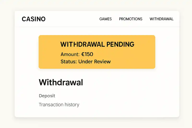 Pending casino withdrawal under review after wagering completion
