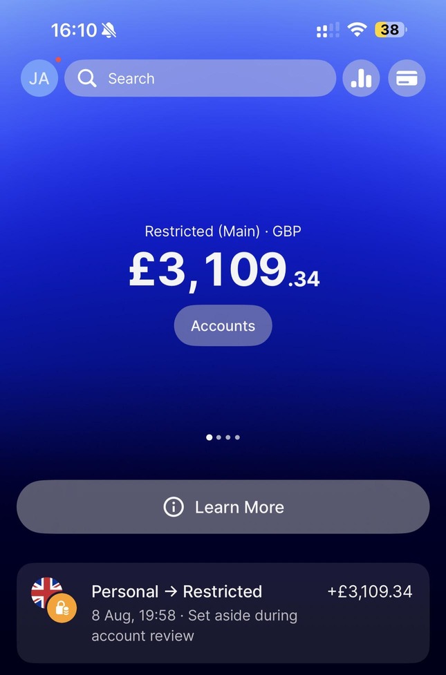 Revolut account was restricted